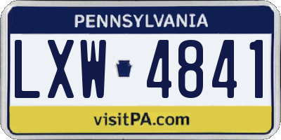 PA license plate LXW4841