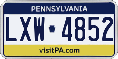 PA license plate LXW4852