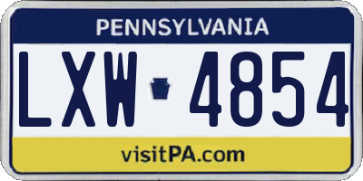 PA license plate LXW4854