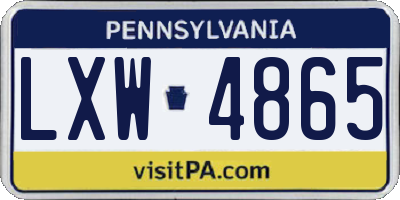 PA license plate LXW4865