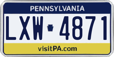 PA license plate LXW4871