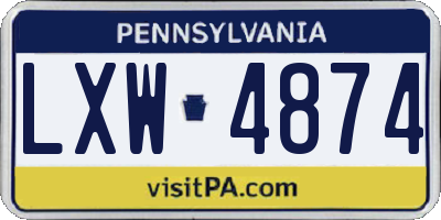 PA license plate LXW4874