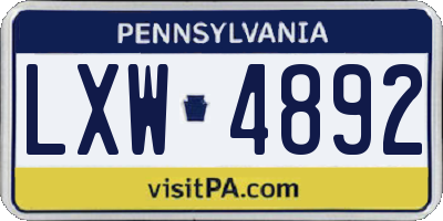 PA license plate LXW4892