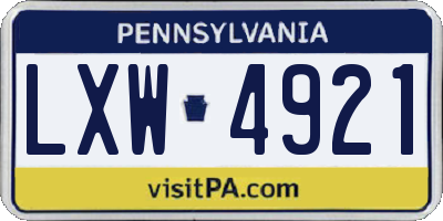 PA license plate LXW4921
