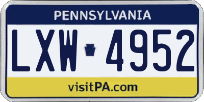 PA license plate LXW4952