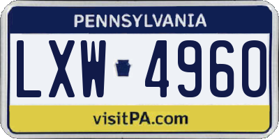 PA license plate LXW4960
