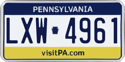 PA license plate LXW4961