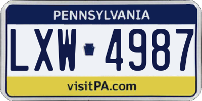 PA license plate LXW4987