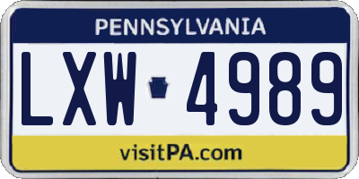 PA license plate LXW4989