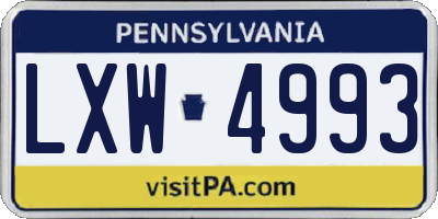 PA license plate LXW4993