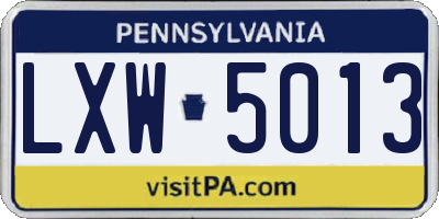 PA license plate LXW5013