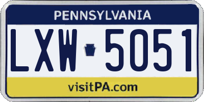 PA license plate LXW5051