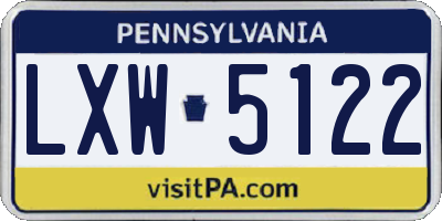 PA license plate LXW5122