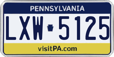 PA license plate LXW5125