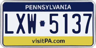 PA license plate LXW5137
