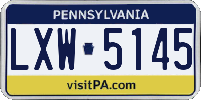 PA license plate LXW5145