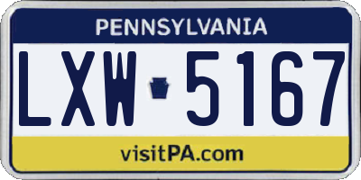 PA license plate LXW5167
