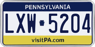 PA license plate LXW5204