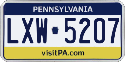 PA license plate LXW5207