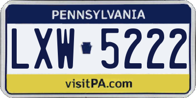 PA license plate LXW5222