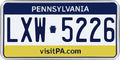 PA license plate LXW5226