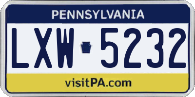 PA license plate LXW5232