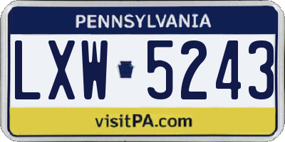 PA license plate LXW5243