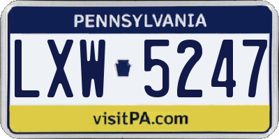 PA license plate LXW5247