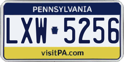 PA license plate LXW5256