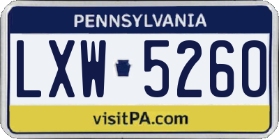 PA license plate LXW5260
