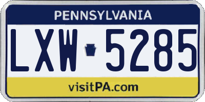PA license plate LXW5285