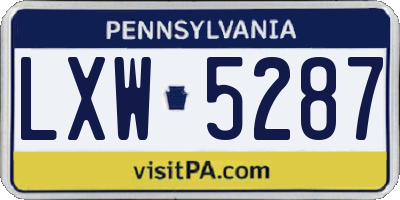 PA license plate LXW5287