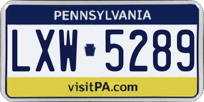 PA license plate LXW5289