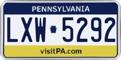PA license plate LXW5292