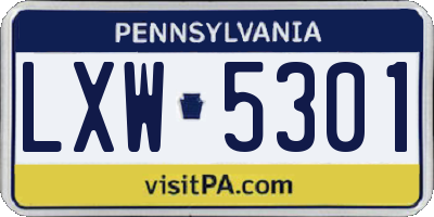 PA license plate LXW5301