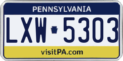 PA license plate LXW5303