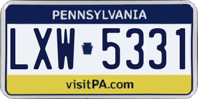 PA license plate LXW5331