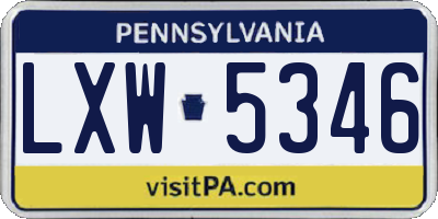 PA license plate LXW5346