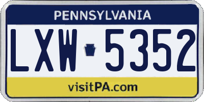 PA license plate LXW5352