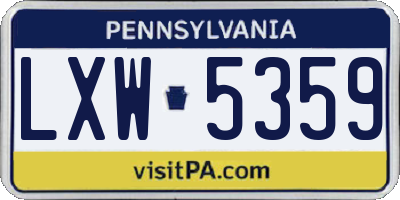 PA license plate LXW5359