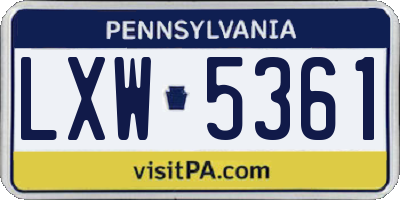 PA license plate LXW5361