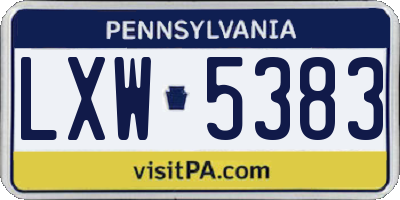 PA license plate LXW5383