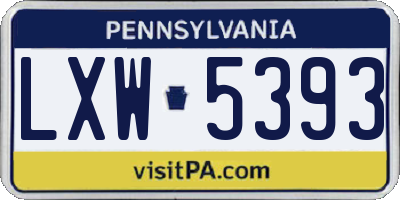 PA license plate LXW5393