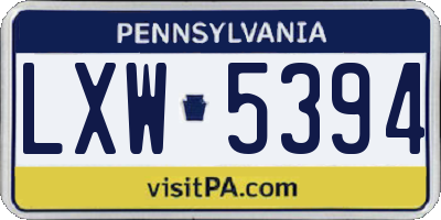 PA license plate LXW5394