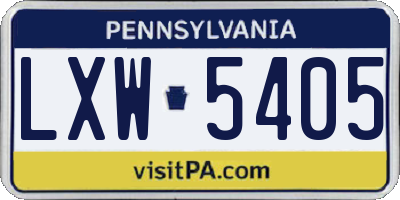 PA license plate LXW5405