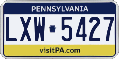 PA license plate LXW5427