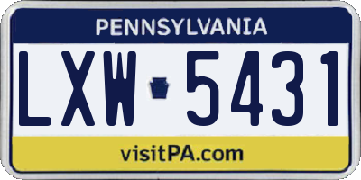 PA license plate LXW5431