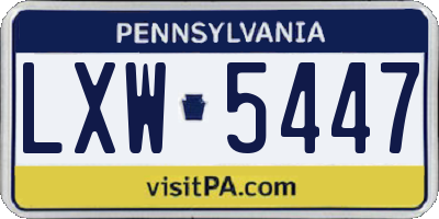 PA license plate LXW5447