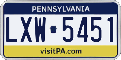 PA license plate LXW5451