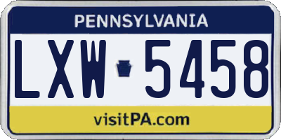 PA license plate LXW5458